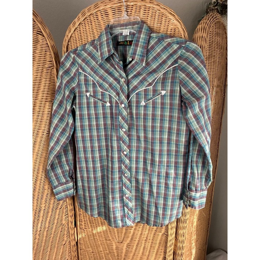 Brush popper large snap button shirt chic by his plaid